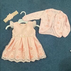 Adorable Pink Floral Baby Dress Set